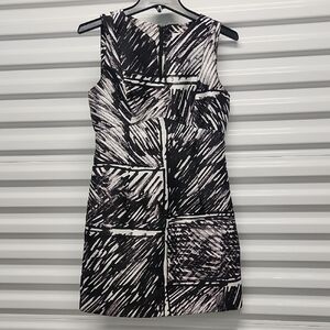 Milly Black and White Contrast Sheath Mini Cocktail Dress Sz 2